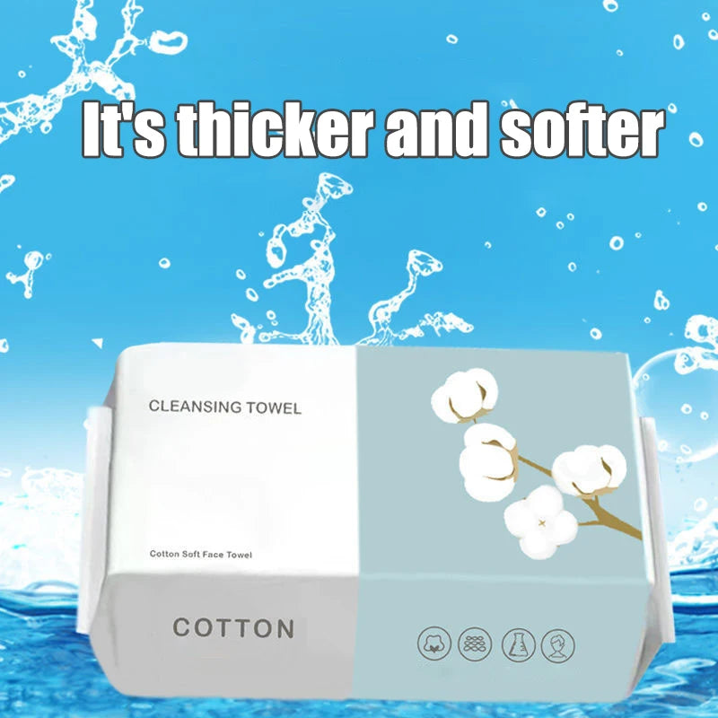 100PCS Natural Disposable Face Towel Travel Facial Cleansing Wet and Dry Makeup Remover Pearl Cotton Soft Makeup Nonwoven Towel
