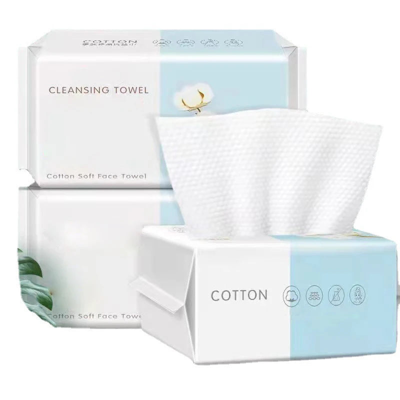 100PCS Natural Disposable Face Towel Travel Facial Cleansing Wet and Dry Makeup Remover Pearl Cotton Soft Makeup Nonwoven Towel