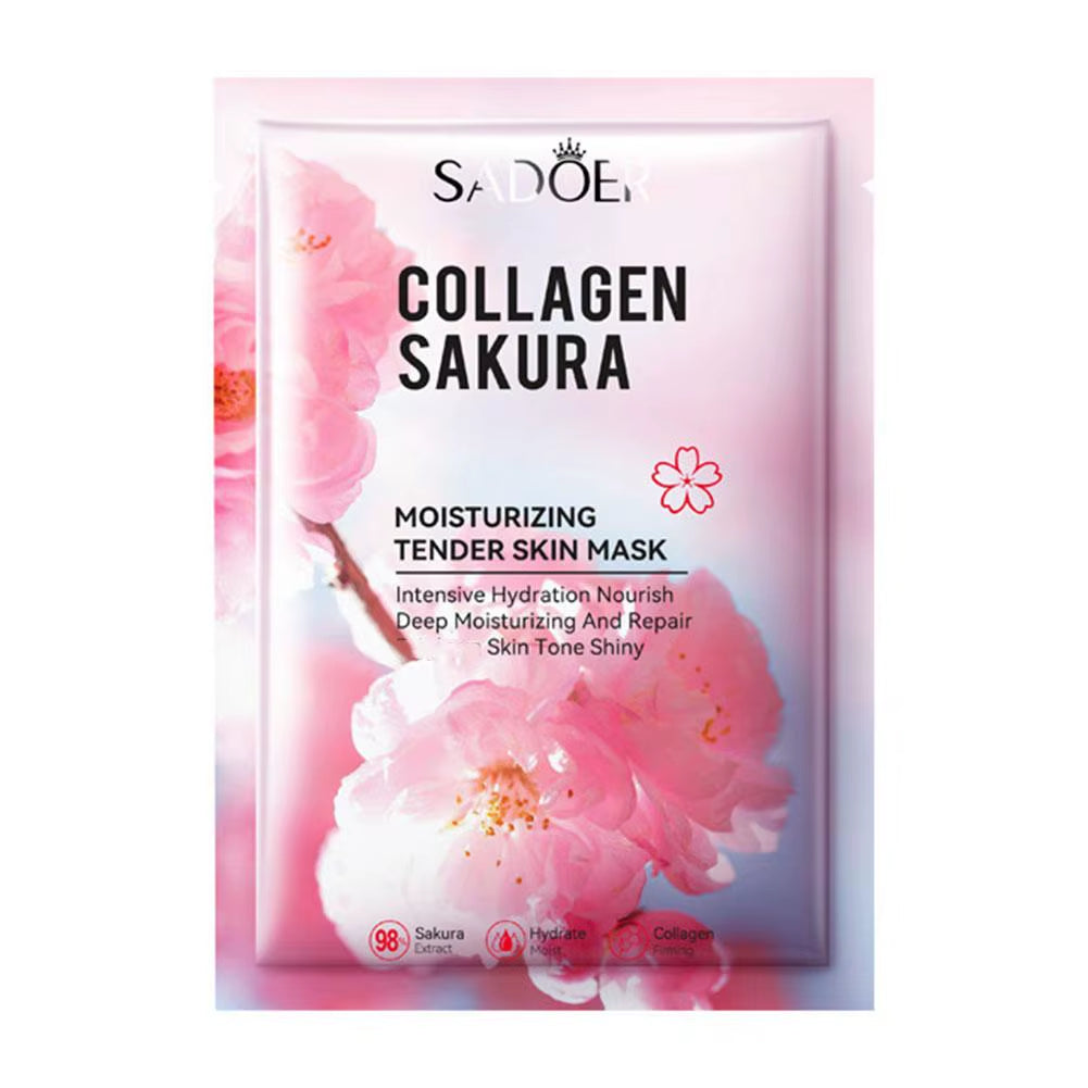 1/5Pcs Sakura Collagen Mask Deep Hydrating Moisturing Skin Conditioning Brightening Deep Cleansing Smoothing Skin Care Product