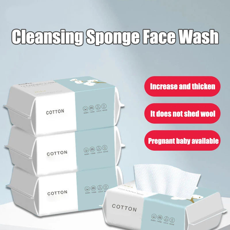 100PCS Natural Disposable Face Towel Travel Facial Cleansing Wet and Dry Makeup Remover Pearl Cotton Soft Makeup Nonwoven Towel